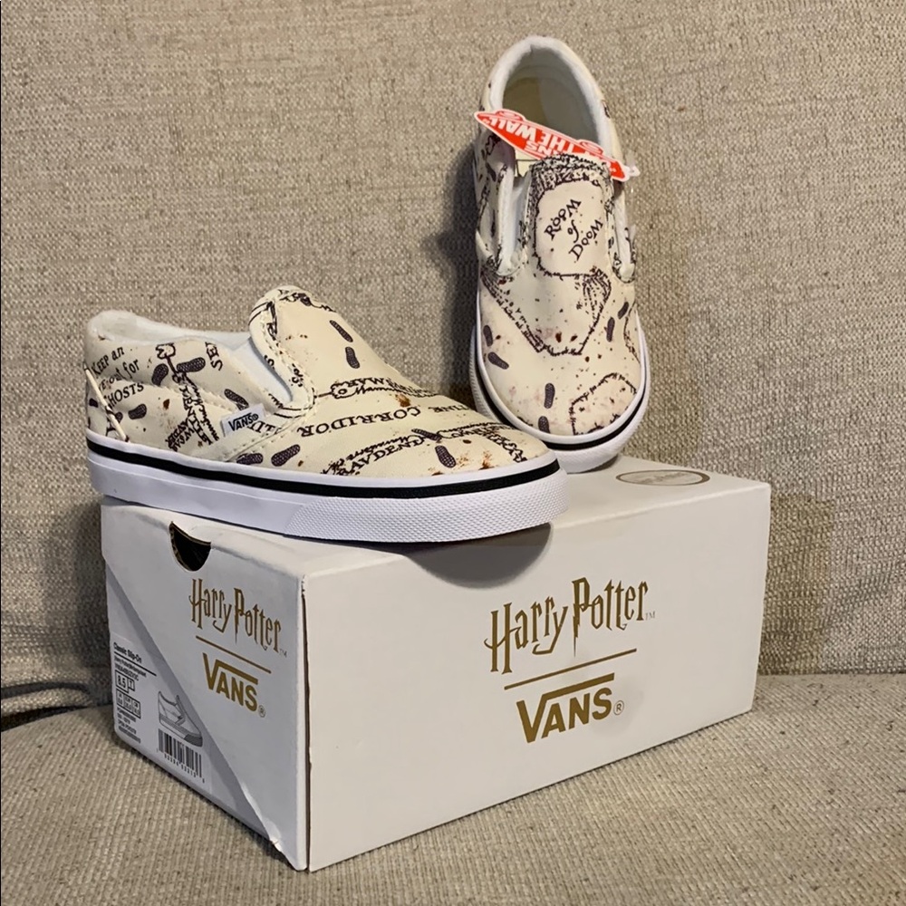 NWT NIB Vans Harry Potter Marauder's Map Slip-On Sneakers 8.5 Toddler Boy/Girl